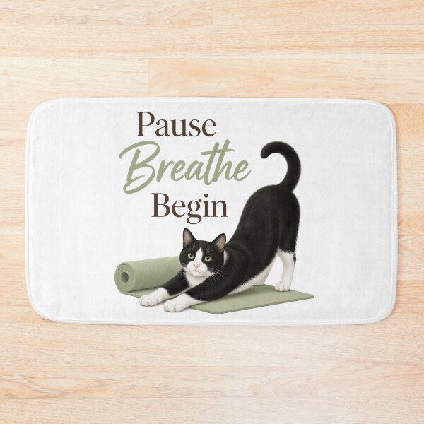 Item preview, Tuxedo Yoga Cat Art designed and sold by PurrBloom Studio.