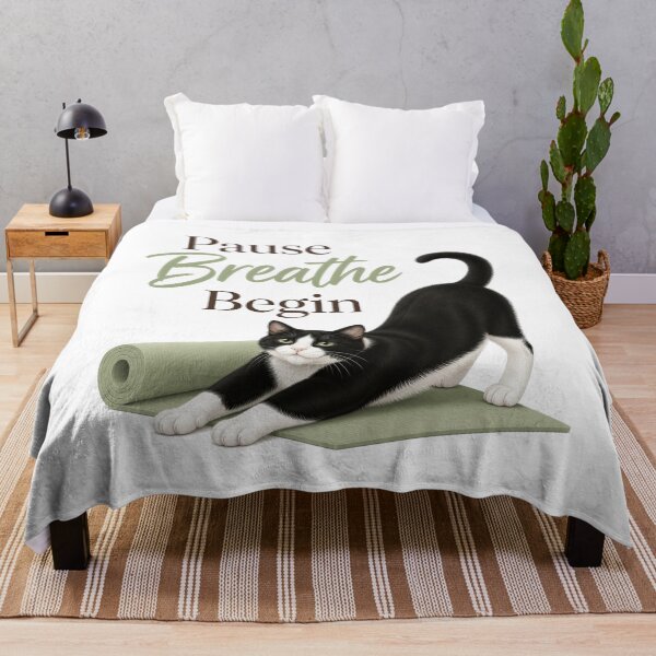 Item preview, Tuxedo Yoga Cat Art designed and sold by PurrBloom Studio.