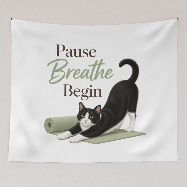 Item preview, Tuxedo Yoga Cat Art designed and sold by PurrBloom Studio.