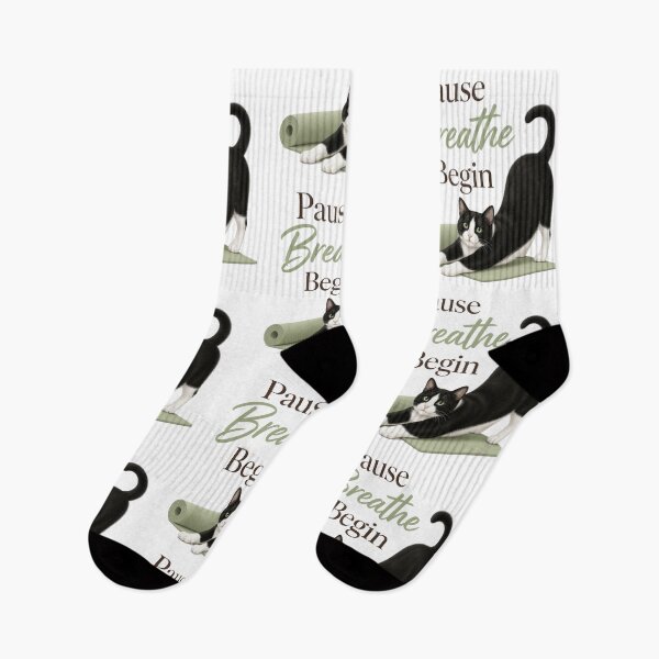 Item preview, Tuxedo Yoga Cat Art designed and sold by PurrBloom Studio.