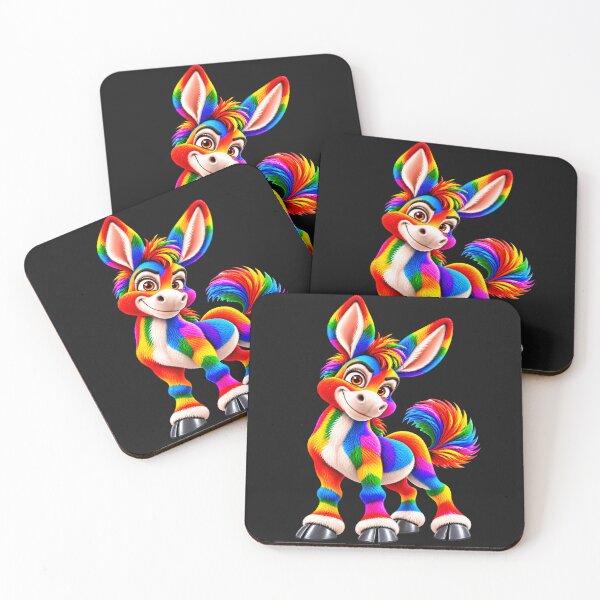 Item preview, Cute Rainbow Donkey – Colorful Fluffy Unicorn Style Animal Art designed and sold by ArtSpark Studio.