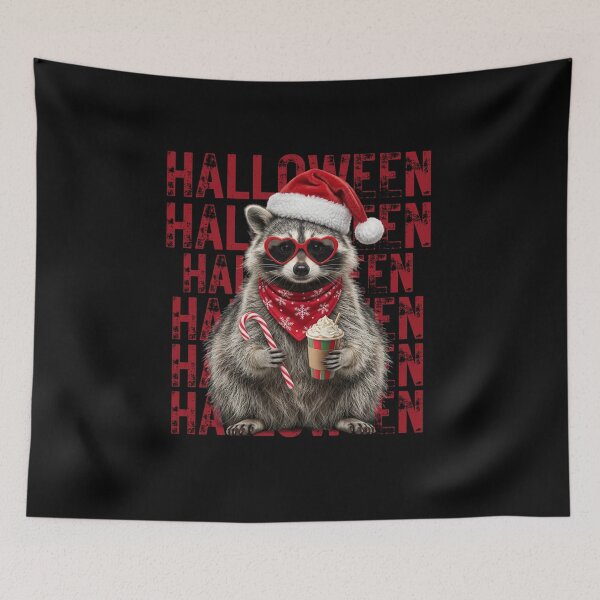 Item preview, Retro Hallelujah Raccoon Drinking Coffee Christian Christmas designed and sold by w66aboo.