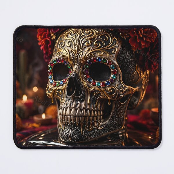 Item preview, Biker Skull Chrome Calavera PCB Rally Black & Gold | Lugo Sunset Visions designed and sold by Lugo Sunset Visions.