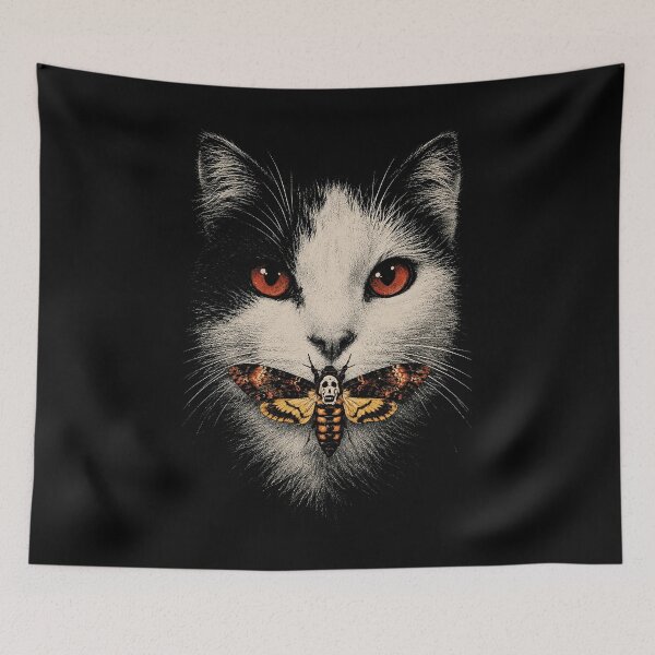 Item preview, Cat With Death's Head Moth Gothic Art designed and sold by The Mellonaire.
