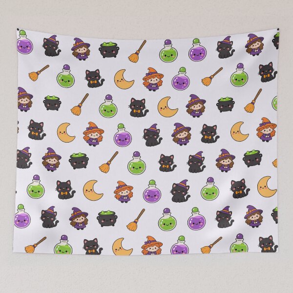 Item preview, Kawaii Witch Magic Cute Seamless Pattern Print designed and sold by Inkworksbyshery.