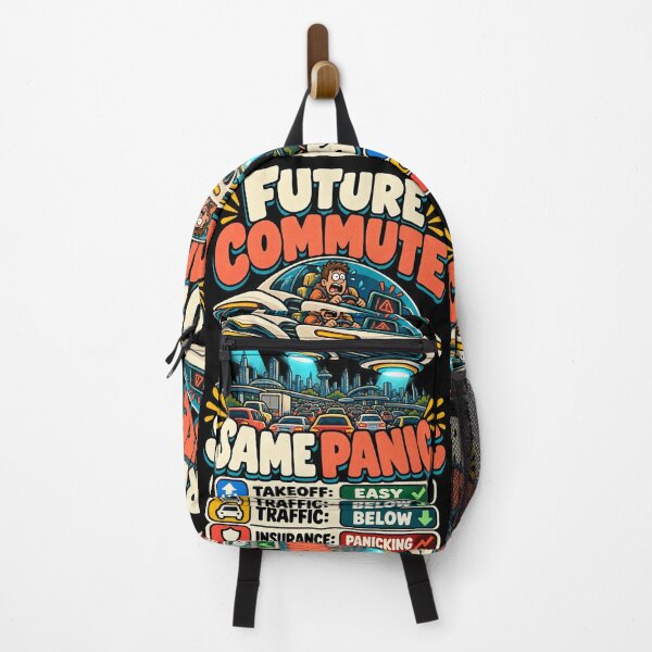 Item preview, Future Commute Same Panic Funny Flying Car Humor designed and sold by MOTIFOLK.