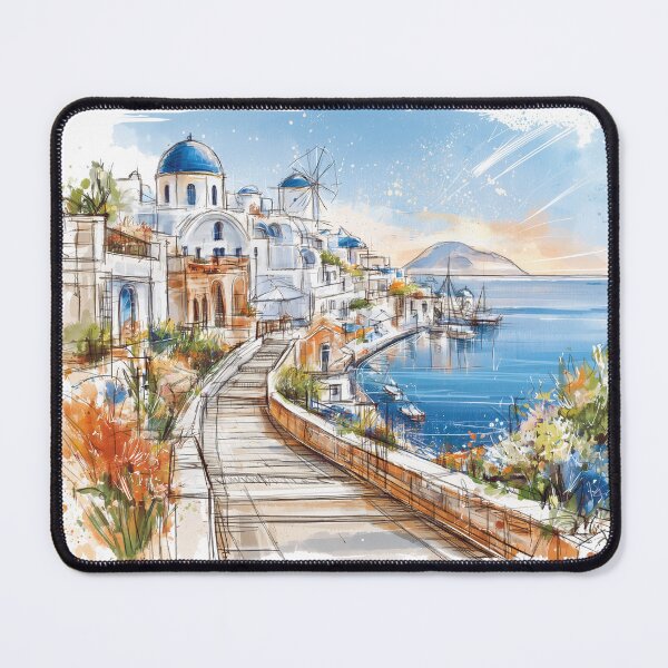 Item preview, Santorini - Greece - Watercolor designed and sold by kolonjArt.