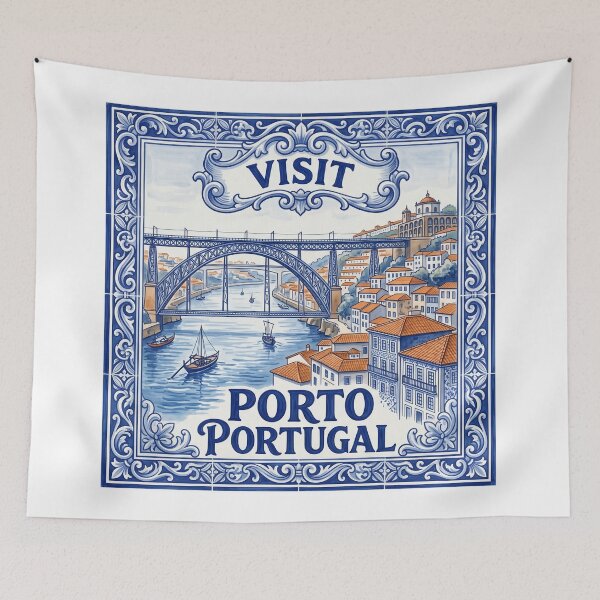 Item preview, Visit Porto Portugal Blue Azulejo Tile Travel Art designed and sold by AIG - Andrei Ilie Graphics.