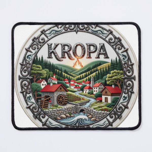 Item preview, Kropa Slovenia Ironworking Village Forge Waterwheel Embroidered Patch Sticker designed and sold by Imaginarium of Chaos falcon88 .