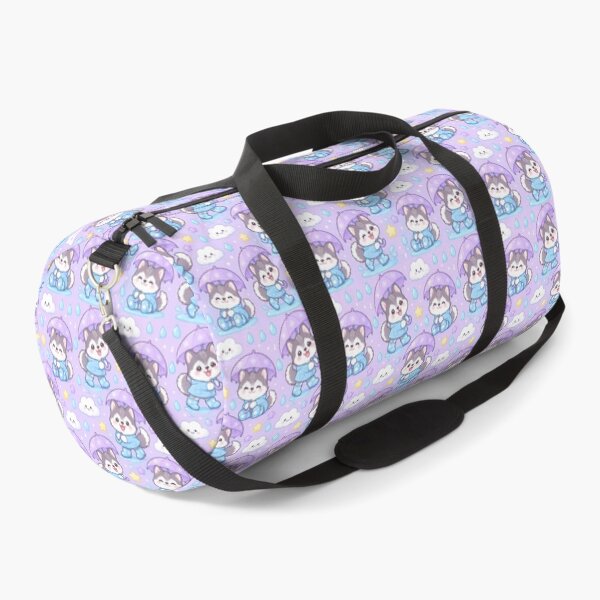 Item preview, Kawaii Rainy Day Husky Puppies with Snowflake Rain Boots and Lavender Umbrellas designed and sold by Soft Berry Studio.