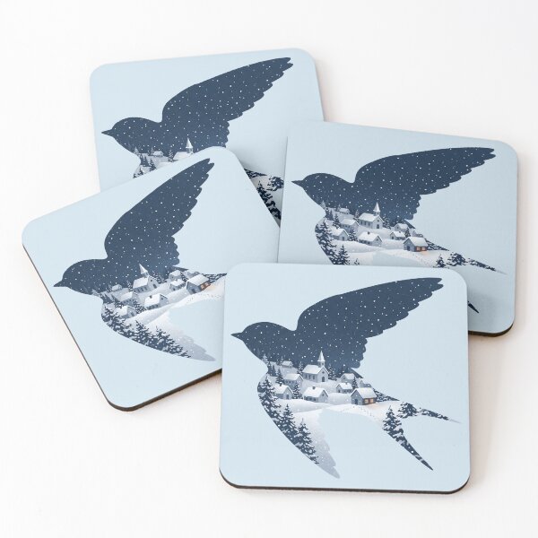 Item preview, Swallow Silhouette with Snowy Village designed and sold by Rariks.