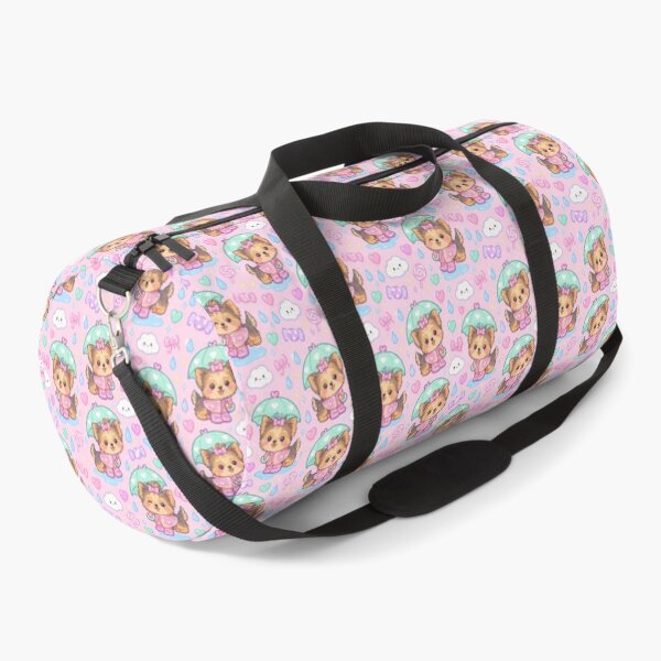 Item preview, Kawaii Rainy Day Yorkie Puppies with Pink Bow Rain Boots and Mint Umbrellas designed and sold by Soft Berry Studio.
