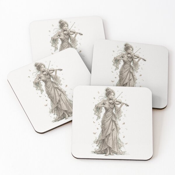 Item preview, Violinist Woman Sketch Fine Line Musician Illustration designed and sold by  One City Two Children Studio.