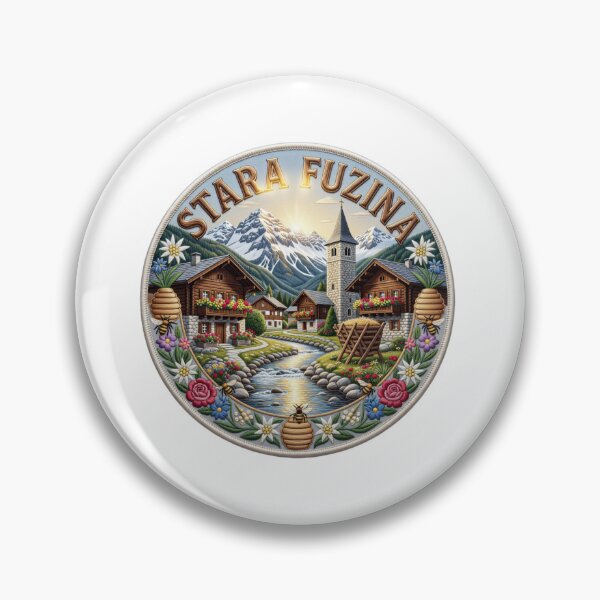 Item preview, Stara Fuzina Slovenia Bohinj Alpine Village Beehive Panels Embroidered Patch Sticker designed and sold by Imaginarium of Chaos falcon88 .