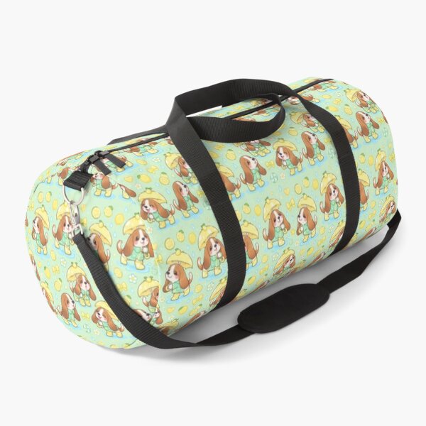 Item preview, Kawaii Rainy Day Basset Hound Puppies with Lemon Rain Boots and Yellow Umbrellas designed and sold by Soft Berry Studio.