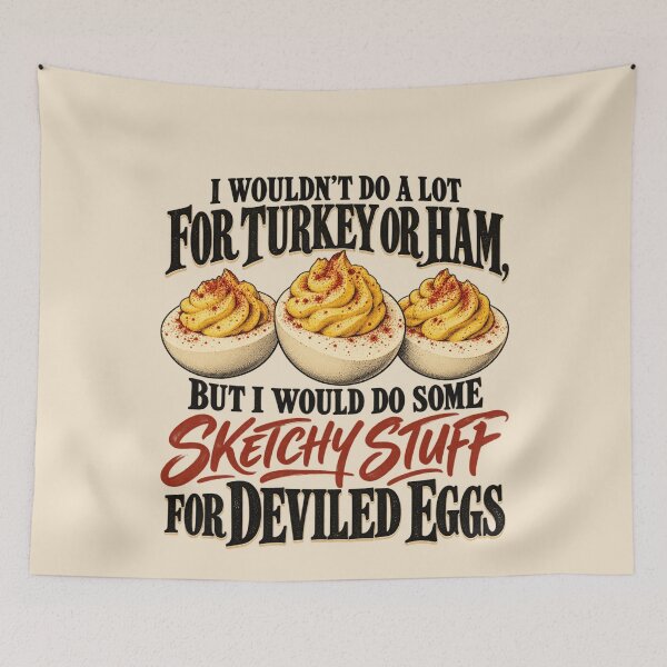Item preview, Deviled Eggs Thanksgiving Funny Saying - Vintage Cookbook Sketchy Stuff Food Humor designed and sold by AmiGraph.