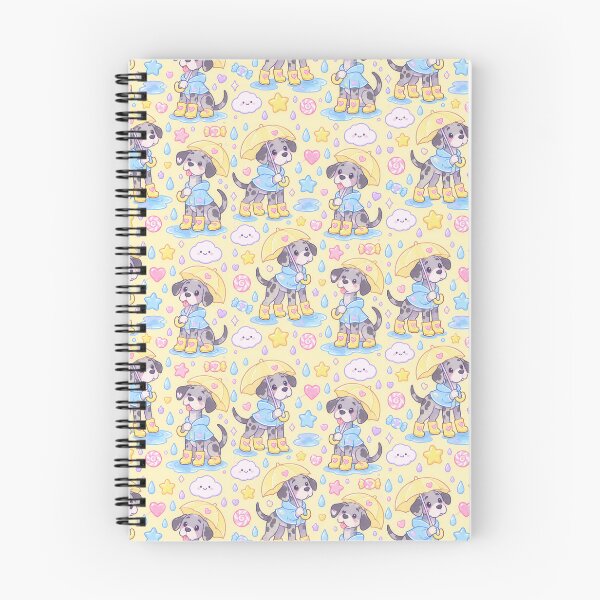 Item preview, Kawaii Rainy Day Great Dane Puppies with Heart Rain Boots and Yellow Umbrellas designed and sold by Soft Berry Studio.