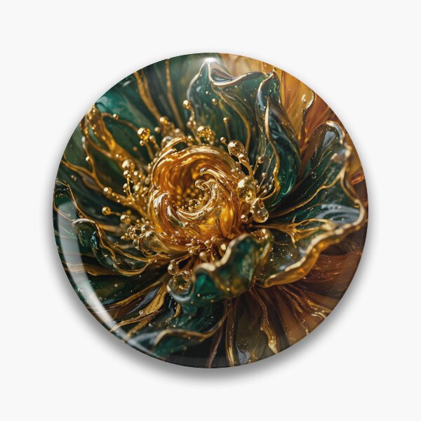 Item preview, Golden Bloom Jade Emerald Glass Flower Black Gold | Lugo Sunset Visions designed and sold by Lugo Sunset Visions.