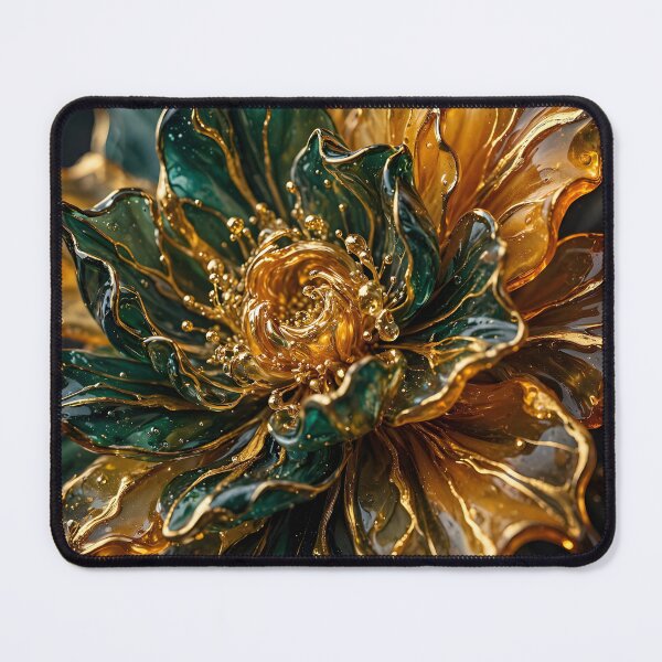 Item preview, Golden Bloom Jade Emerald Glass Flower Black Gold | Lugo Sunset Visions designed and sold by Lugo Sunset Visions.