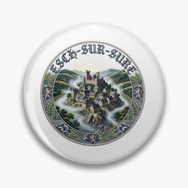 Item preview, Esch sur Sure Luxembourg Medieval River Village Castle Ruin Embroidered Patch Sticker designed and sold by Imaginarium of Chaos falcon88 .
