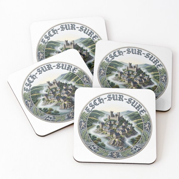 Item preview, Esch sur Sure Luxembourg Medieval River Village Castle Ruin Embroidered Patch Sticker designed and sold by Imaginarium of Chaos falcon88 .