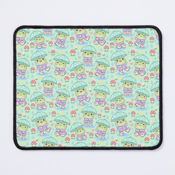 Item preview, Kawaii Frog Rainy Day Pattern with Mushroom Rain Boots and Mint Umbrellas designed and sold by Soft Berry Studio.