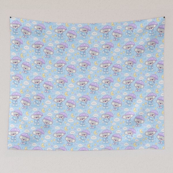 Item preview, Kawaii Koala Rainy Day Pattern with Cloud Rain Boots and Lavender Umbrellas designed and sold by Soft Berry Studio.