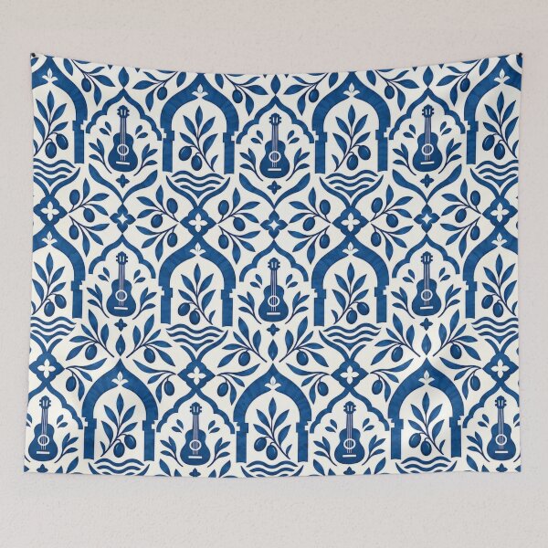 Item preview, Andalusian Blue Tile Pattern - Spanish Decor Mediterranean Home Decor designed and sold by PrintGo26.