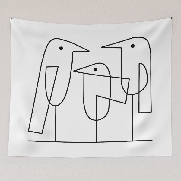 Item preview, Three Abstract Birds Minimalist Line Art designed and sold by AliAltinelArt.