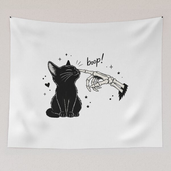 Item preview, Black Kitten Skeleton Boop Halloween Cat Design designed and sold by EmeraldeaArt.