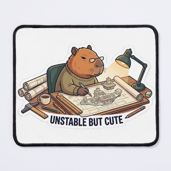 Item preview, Unstable But Cute Capybara Architect Engineer Blueprint Sticker designed and sold by THELOREAN.