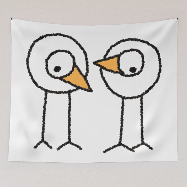 Item preview, Two Quirky Birds Hand Drawn Illustration designed and sold by AliAltinelArt.