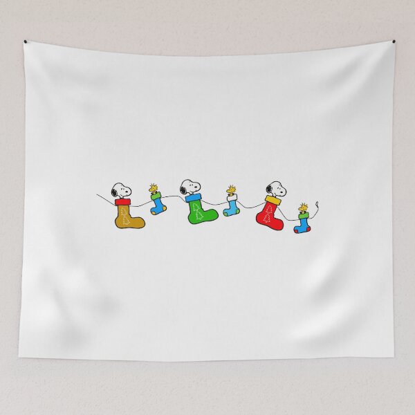 Item preview, cute snoopy and woodstock in christmas stockings designed and sold by waderpaker.