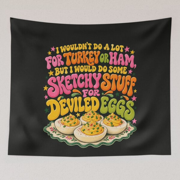 Item preview, Funny Thanksgiving Quote - Deviled Eggs Colorful Groovy Sketchy Stuff Food Humor designed and sold by AmiGraph.