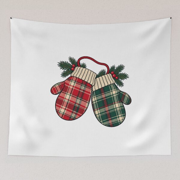Item preview, Red and Green Plaid Christmas Mittens designed and sold by AMICO77.