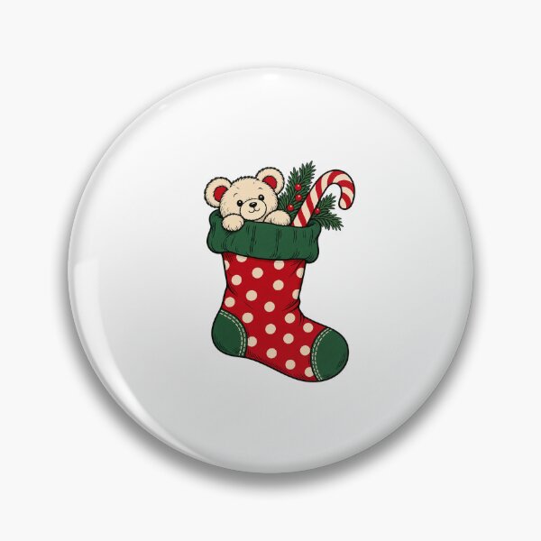 Item preview, Polka Dot Christmas Stocking with Teddy Bear designed and sold by AMICO77.