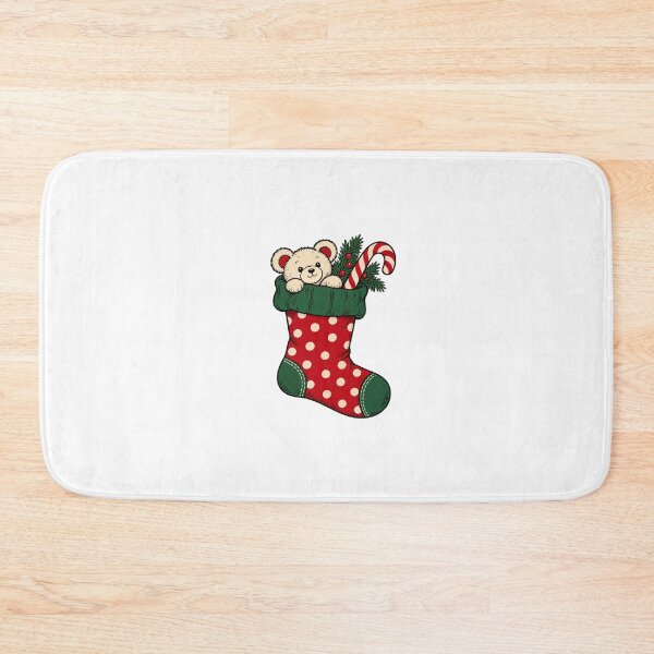 Item preview, Polka Dot Christmas Stocking with Teddy Bear designed and sold by AMICO77.