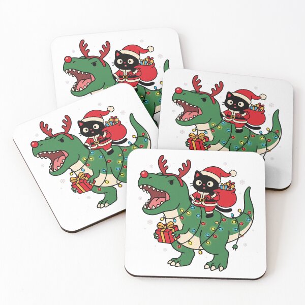 Item preview, Cute Dino Christmas T Rex Cat Rider designed and sold by DariaDoodleArt.