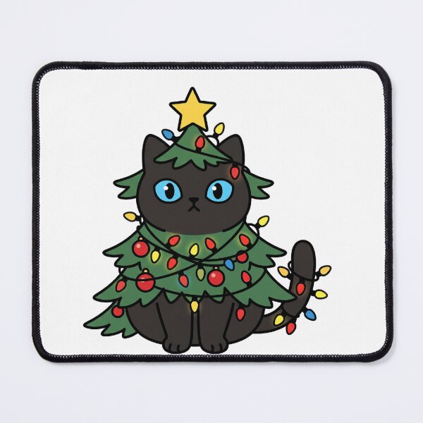 Item preview, Kitty Shaped Christmas Tree Art designed and sold by DariaDoodleArt.