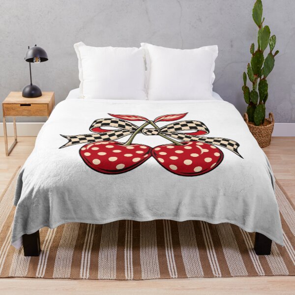 Item preview, Retro Polka Dot Cherries with Checkered Bow designed and sold by AMICO77.