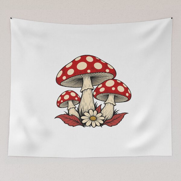 Item preview, Red Polka Dot Mushrooms and Daisy designed and sold by AMICO77.