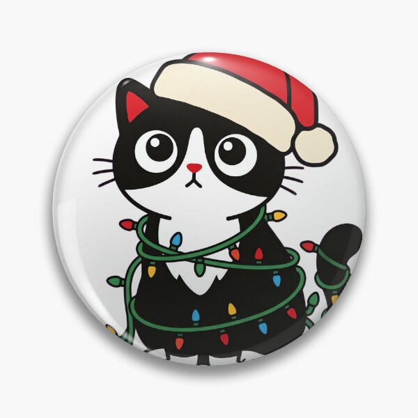 Item preview, Kawaii Cat Tangled In Xmas Lights designed and sold by DariaDoodleArt.
