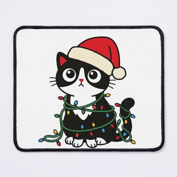 Item preview, Kawaii Cat Tangled In Xmas Lights designed and sold by DariaDoodleArt.