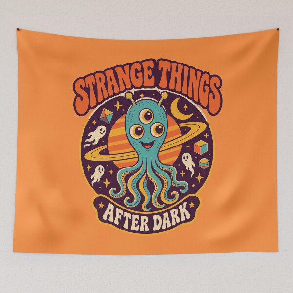 Item preview, Strange Things After Dark - Retro 70s Alien Halloween Graphic designed and sold by Far Out Goods.
