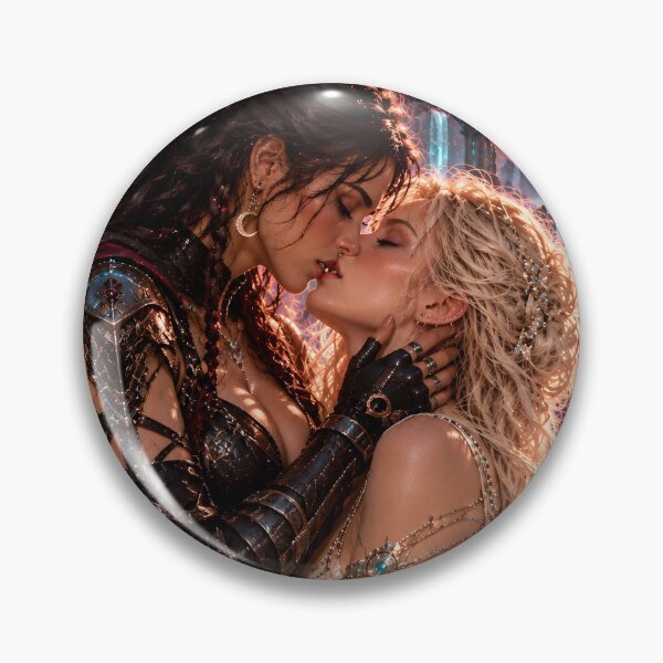 Item preview, Dark Fantasy Lesbian Romance – Enchanted Waterfall City Under a Blood Moon designed and sold by IRON SIREN.