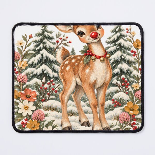 Item preview, Vintage Christmas Reindeer Cute Retro Winter Fawn Forest designed and sold by Nordo Studio.