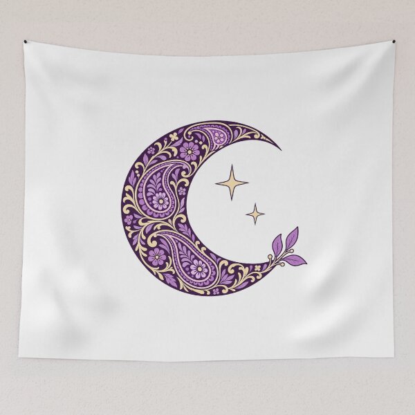 Item preview, Purple Paisley Crescent Moon and Stars designed and sold by AMICO77.