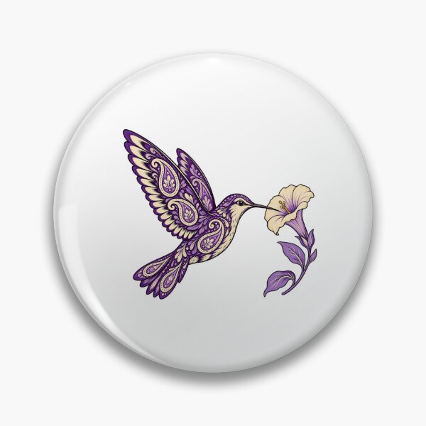 Item preview, Purple Paisley Hummingbird and Flower designed and sold by AMICO77.