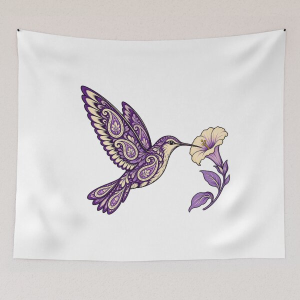 Item preview, Purple Paisley Hummingbird and Flower designed and sold by AMICO77.