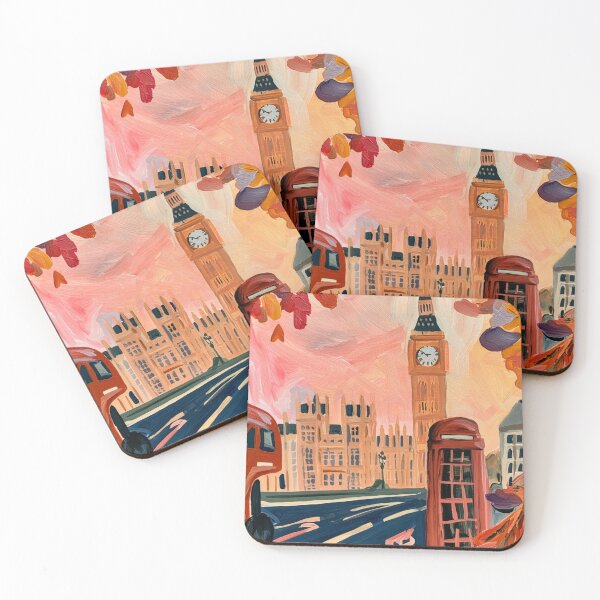 Item preview, Celebrate London in Fall with Big Ben, a Red Double-Decker Bus, and Vibrant Autumn Leaves designed and sold by OlfactoART Studio.